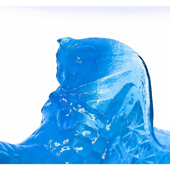 Daisy Button Cat Slipper Shoe Boyd Crystal Art Glass 1999 Peacock Blue VTG  B284 - Picture 2 of 10